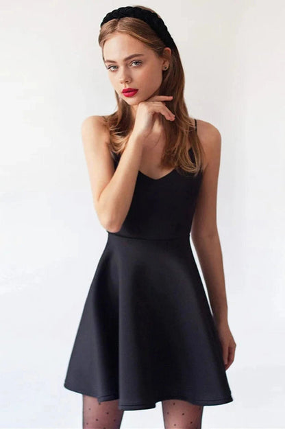 Elegant Straps High Waist Zipper Mini Dress