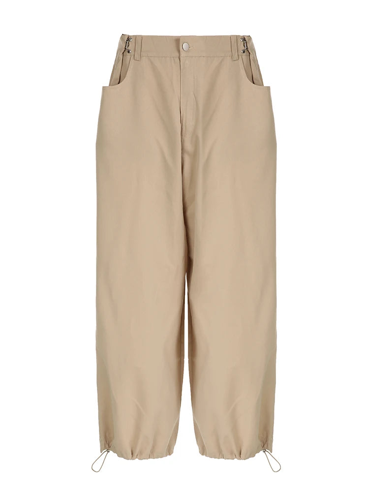 Street Style Casual Loose Adjustable Waist Baggy Cargo Pants Women Fashion Streetwear