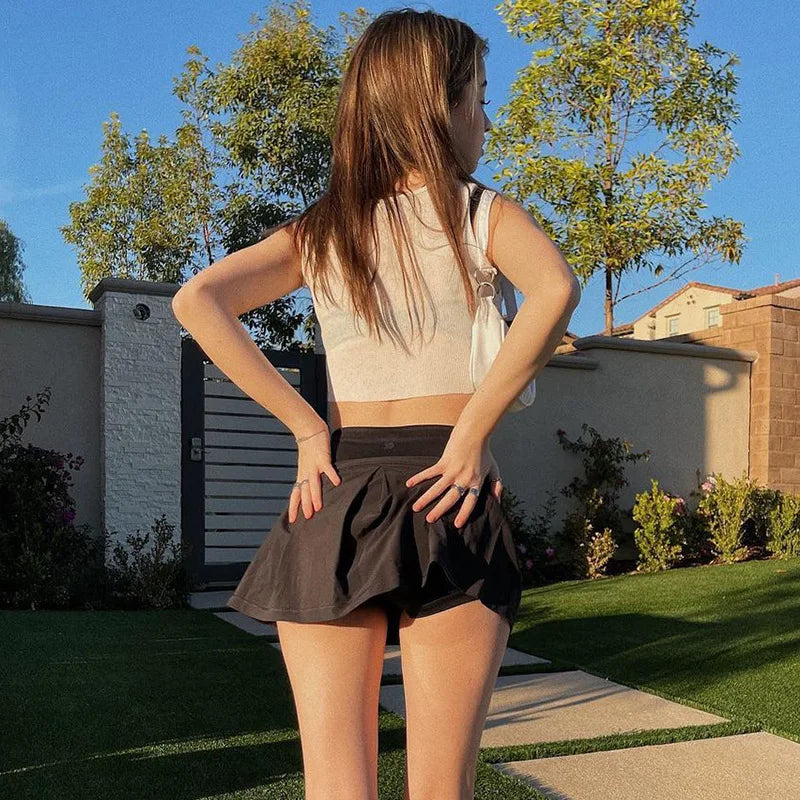 Y2K European and American women’s summer solid color high waisted lining wrapped hip skirt temperament short skirt