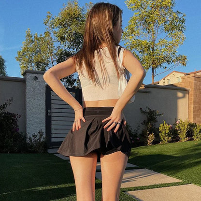 Y2K European and American women’s summer solid color high waisted lining wrapped hip skirt temperament short skirt