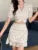 New Summer Two-piece Skirt Set Women Elegant Polka Dot V-neck Cropped Top Bodycon Short Skirt Y2K Sexy Korean Fashion Outfits