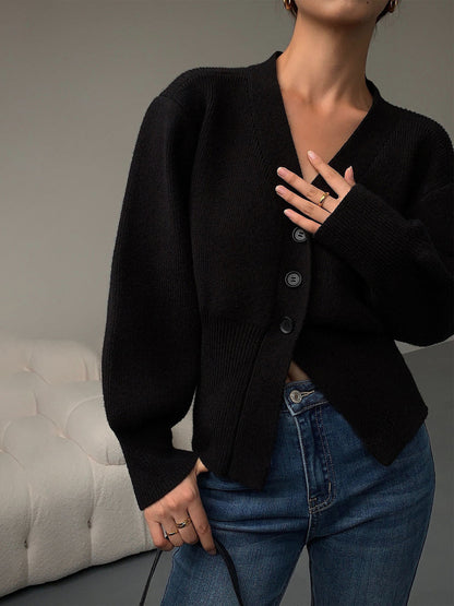 Cárdigan elegante con mangas farol y botones para mujer | Ideal para el día a día
