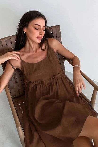 Lace-Up Spaghetti Strap A-Line Mini Dress