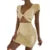 New Y2K Women’s Short sleeved Summer Foreign Trade European and American Sexy V-neck Open Waist Bag Hip Dress