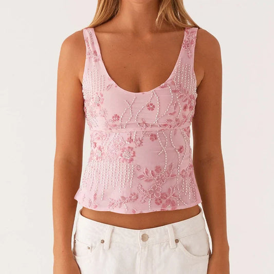 Sequin Sparkly Sleeveless Shirt Cami Top