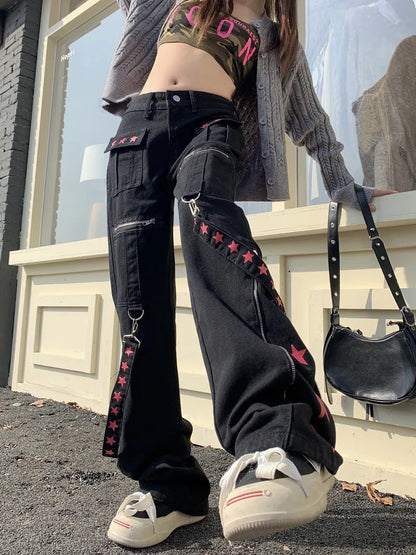 Star Print Strap Pants