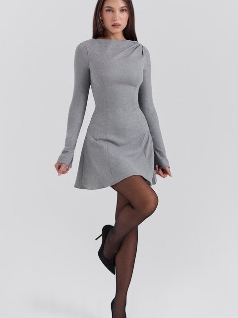 Elegant Long Sleeve Bodycon Party Evening Dress Women Autumn/Winter New Round Neck Short Skirt Slim Elegant Vestido 2025