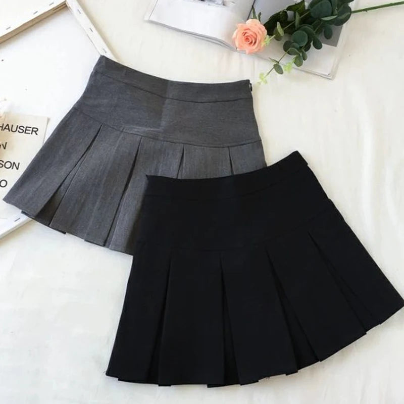 Harajuku Pleated Skirt Women Streetwear High Waist Black Mini Skirts Korean Preppy School Uniform All Match A Line Skirt