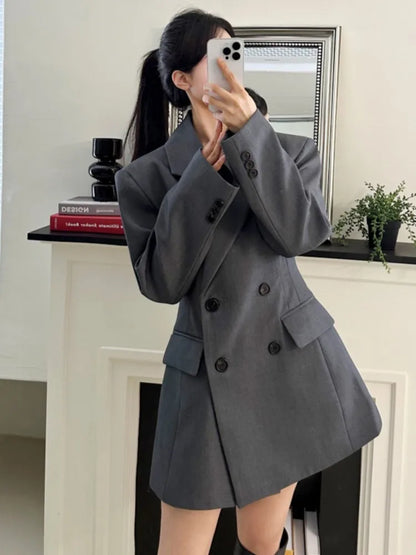 Autumn New Elegant Blazer Coats for Women Long Sleeve Office Lady Korean Fashion Casual Loose Street Trends Solid Blazers Jacket