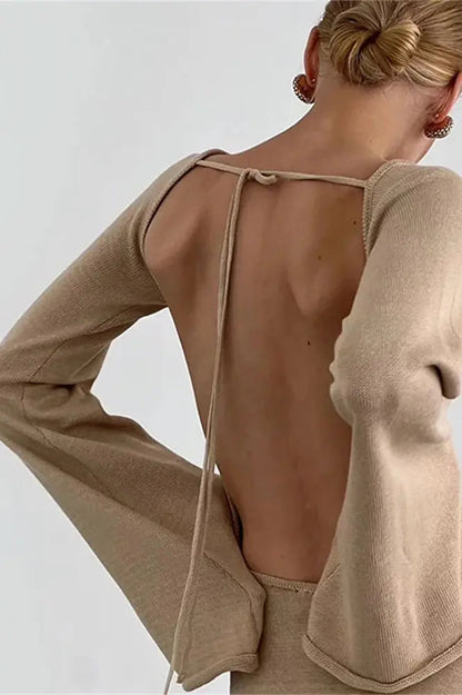 Knit Lace-Up Mini Dress