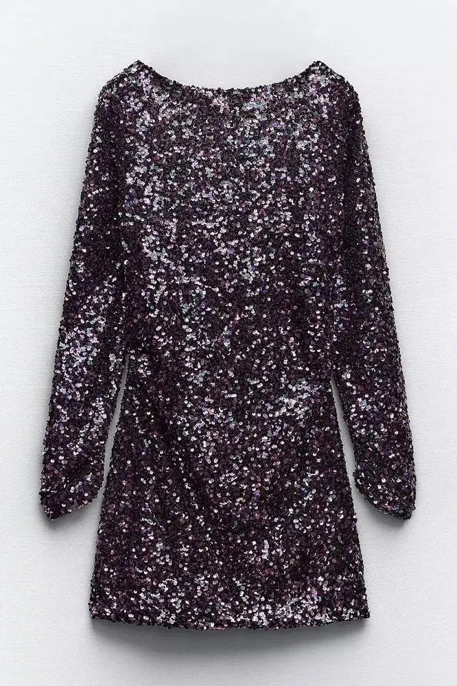Sequin Backless Mini Dress