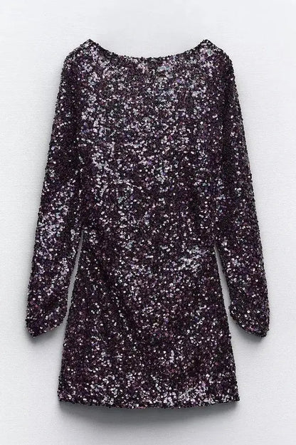 Sequin Backless Mini Dress