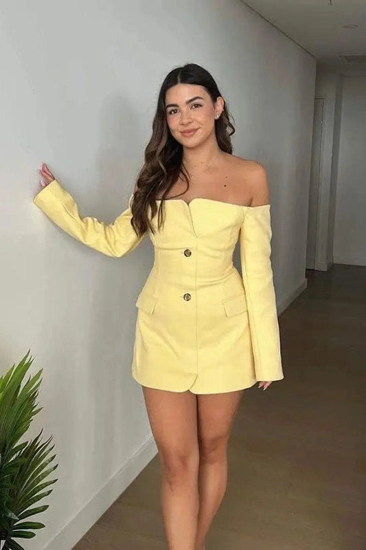 Off-Shoulder Mini Dress with Long Sleeves