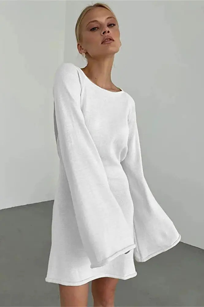 Knit Lace-Up Mini Dress