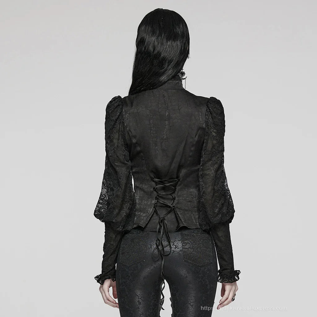 Glossy Textured Gothic Blouse