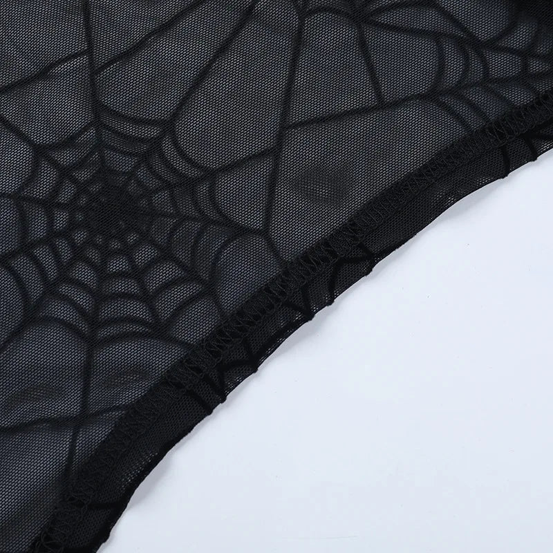 Goth Batwing Crop Mesh Top