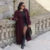 Fashion Burgundy Red Double Breasted Overcoat Women Lace Up Loose Lapel Pockets Long Sleeve Coat  New High Street Outerwear