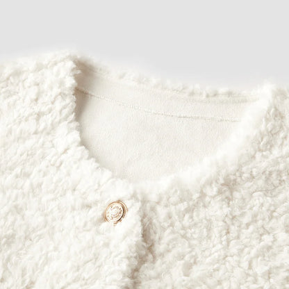 Coat Women Short Round Neck Slim Fit  Winter New Imitation Lamb Wool Jacket