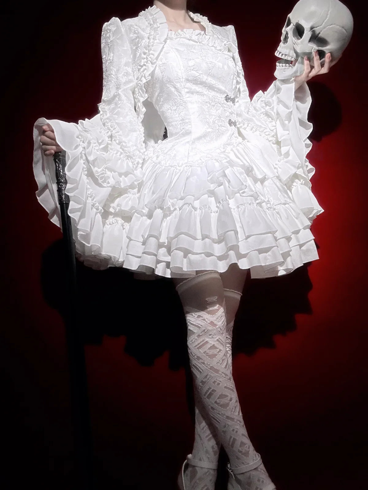 Gothic Horn Sleeve Ruffled Blouse