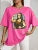 Playing Pranks On Mona Lisa Fitness Print Womens T Shirt Oversized Casual T-Shirt Casual Short Sleeve Cotton Loose Tshirt