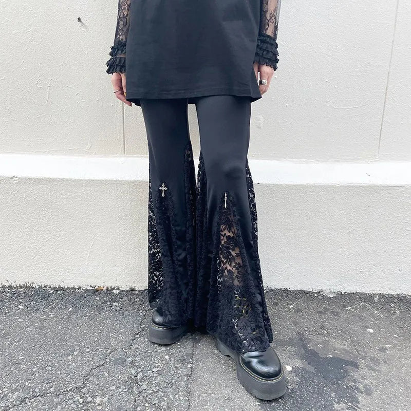 Lace Patchwork Flare Pants