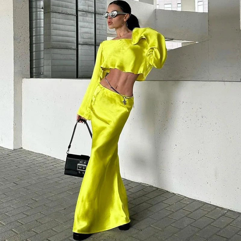 Solid Color Casual Off-shoulder Silk Dress