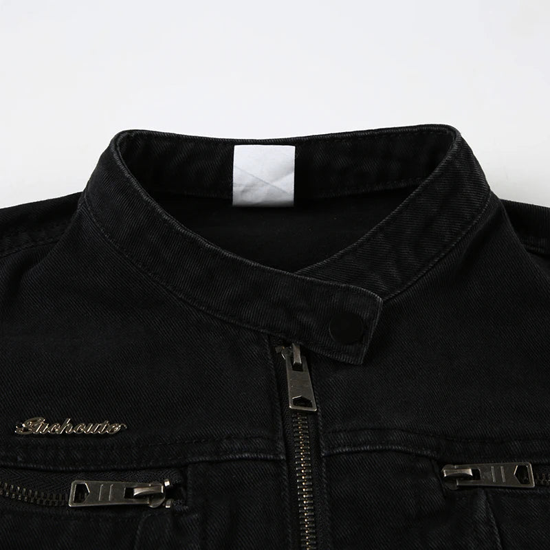 Vintage Cargo Style Denim Jacket