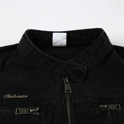 Vintage Cargo Style Denim Jacket
