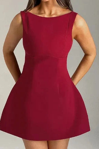 Sleeveless Backless High Waist Slim Mini Dress