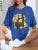 Playing Pranks On Mona Lisa Fitness Print Womens T Shirt Oversized Casual T-Shirt Casual Short Sleeve Cotton Loose Tshirt