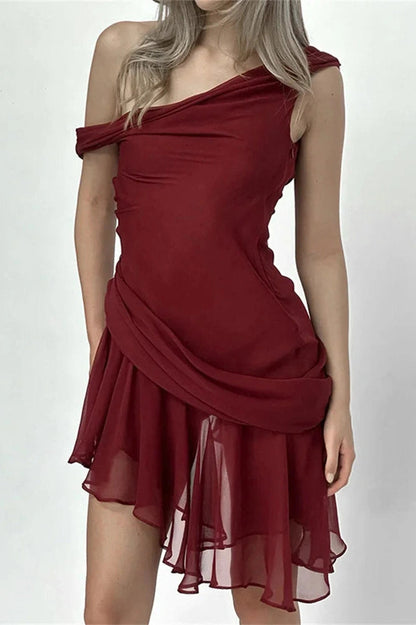 Off-Shoulder Mini Dress with High Waist