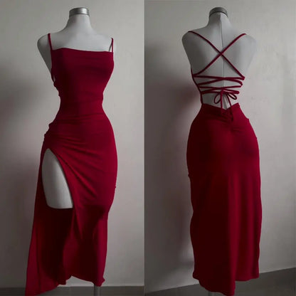 explosive new dress summer high sensibility halter strap Spice Girl bag hip dress