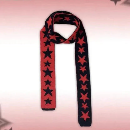 Star Pattern Jacquard Knitted Harajuku Punk Gothic Warm Scarf