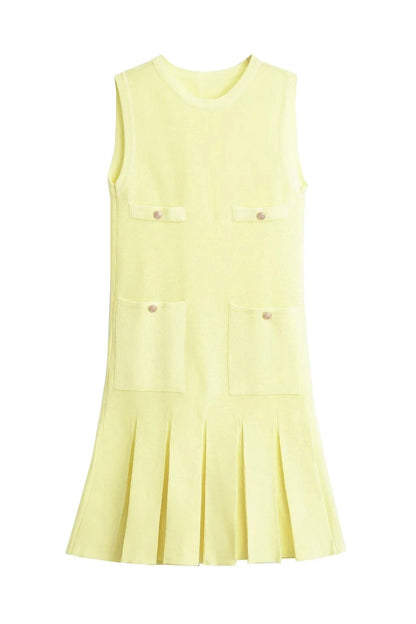 Sleeveless High Waisted Mini Dress