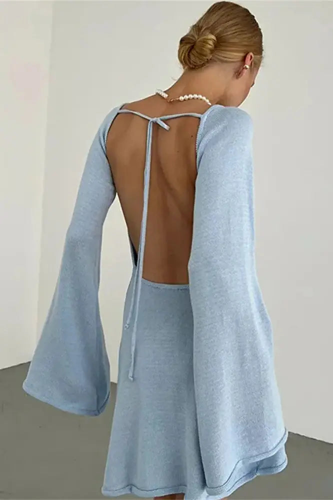 Knit Lace-Up Mini Dress