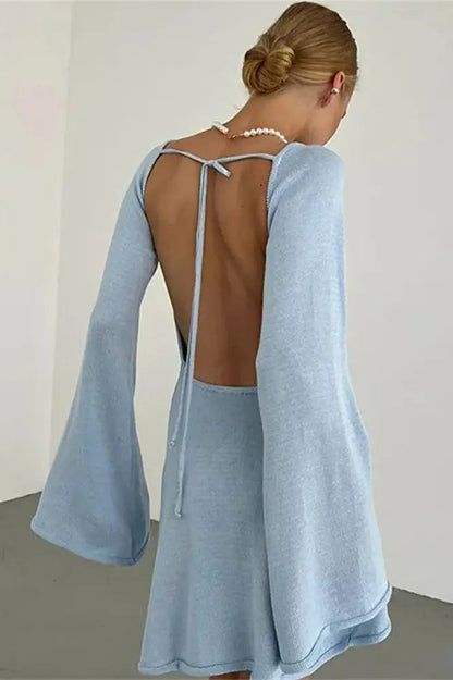 Knit Lace-Up Mini Dress