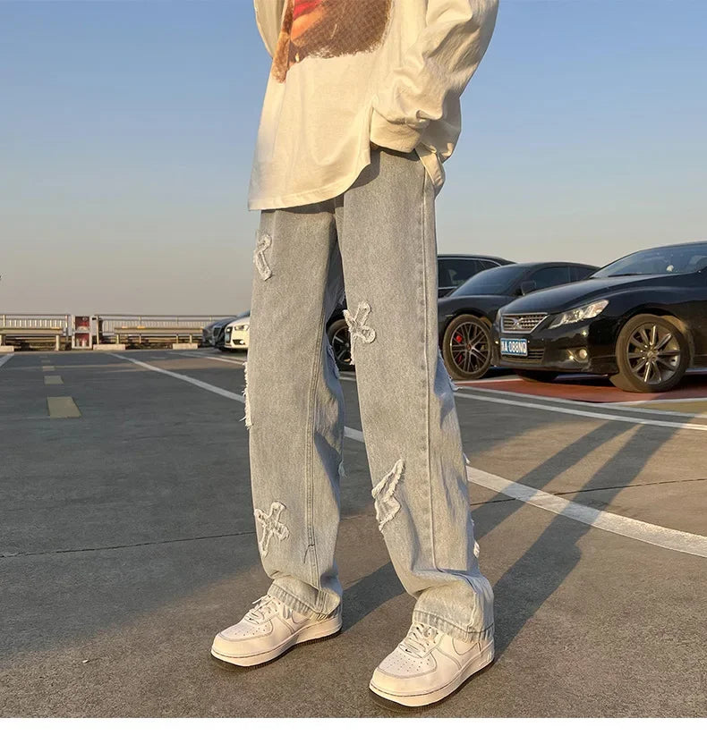 Embroidered Flare Denim Pants