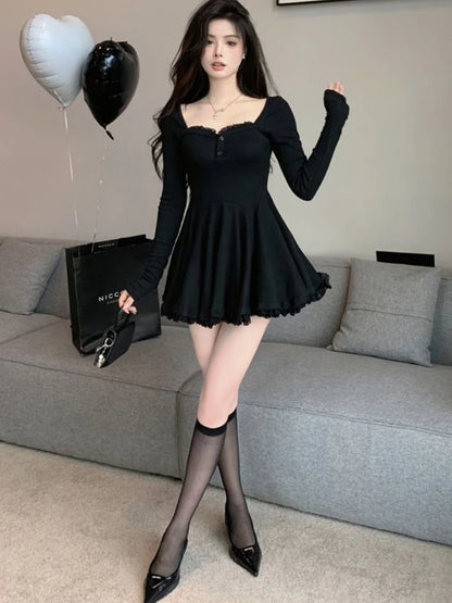 Women Fashion Mini Y2K Dress Autumn Spring New Vestidos Female Elegant Chic Slim Sexy Clothes