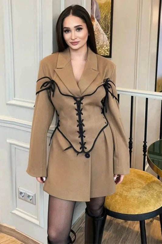 Patchwork Long Sleeve Mini Dress
