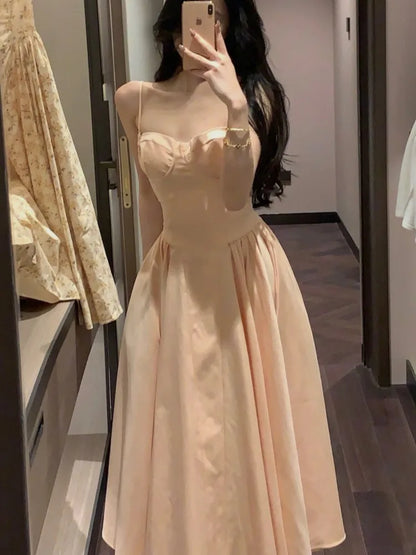 Elegant A-line Princess Dresses for Women Spaghetti Strap Evening Party Dress Prom Robe Korean Fashion Summer Vestido Mujer New