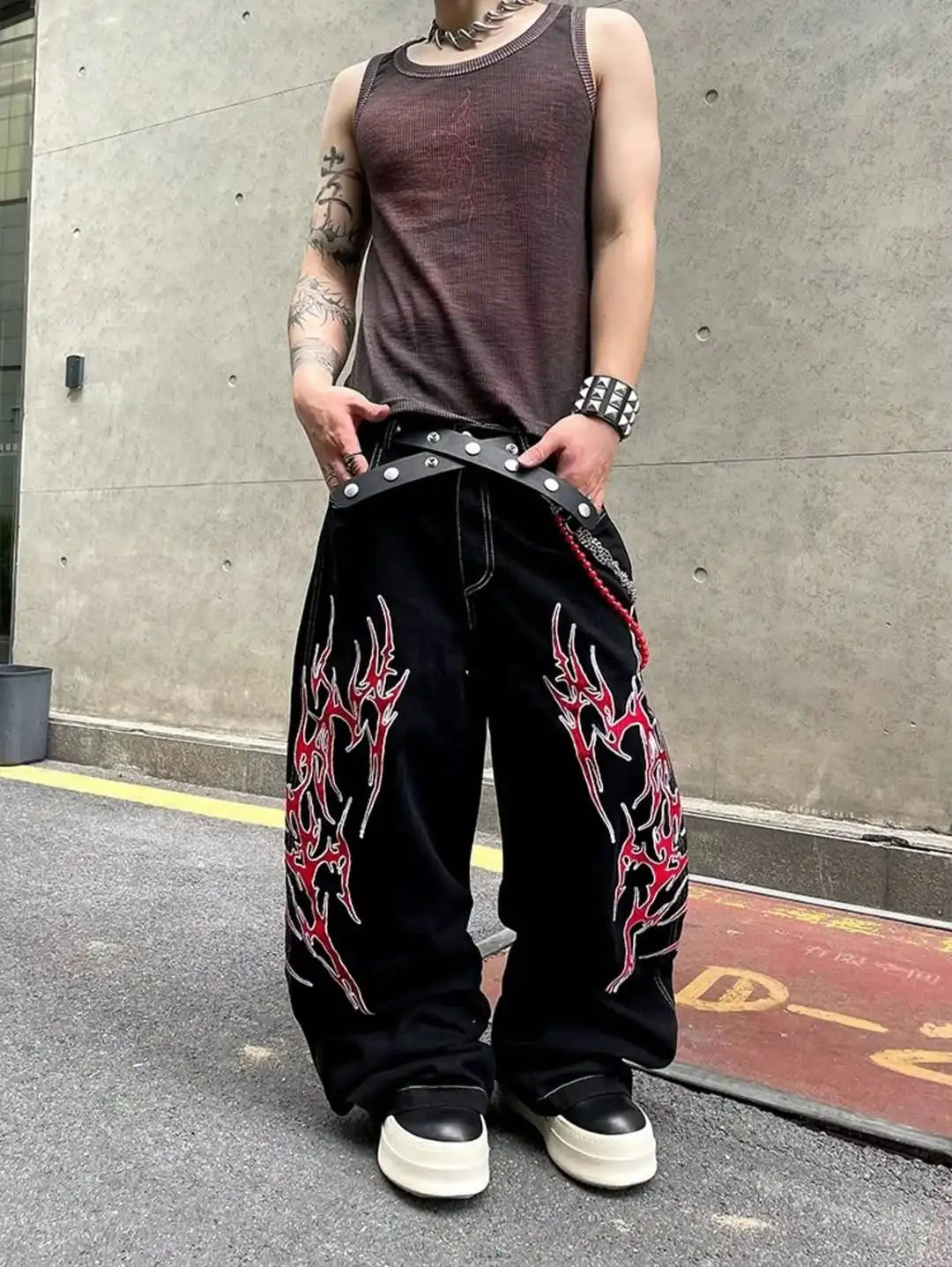 Harajuku Printing Denim Pants