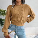 Elegante jersey de cachemira beige con trenzas para mujer | Ideal para otoño/invierno