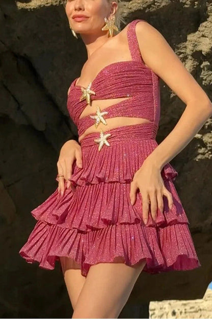 Nontium Sequin Backless Slim Mini Dress