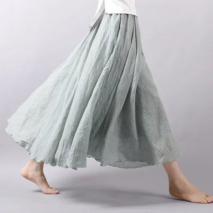Skirts For Women Female Bohemian Beach A Line Dress Double Layer Elastic Waist Long Maxi Comfortable Temperament Skirts