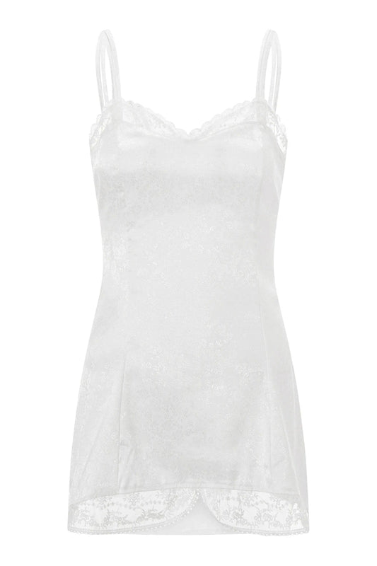 V-Neck Spaghetti Strap Mini Dress with Lace Sleeves