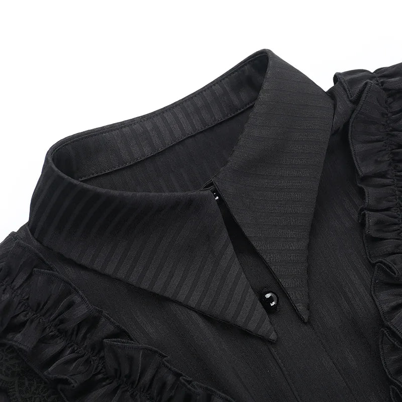 Slim Lapel Stripe Blouse