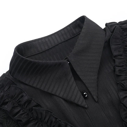 Slim Lapel Stripe Blouse