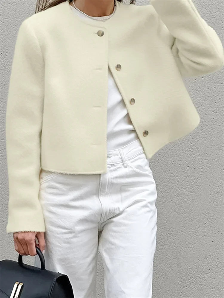 Casual Fashion Long Sleeve Cardigan Coat For Women Patchwork Elegant Slim Solid Cropped Top Streetwear Women’s Outwear New