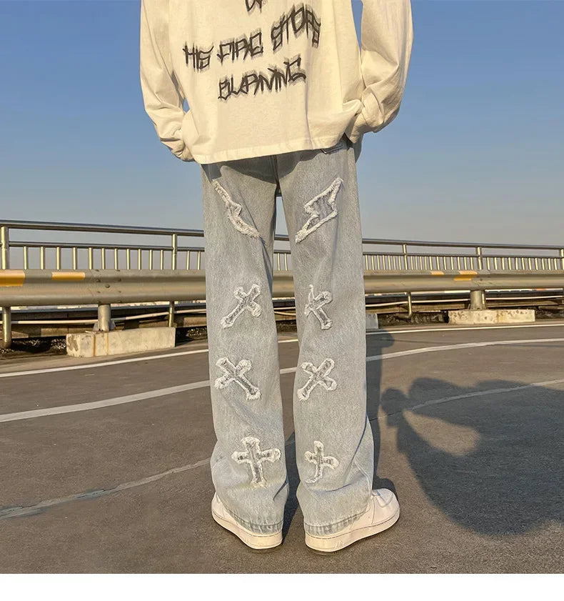 Embroidered Flare Denim Pants
