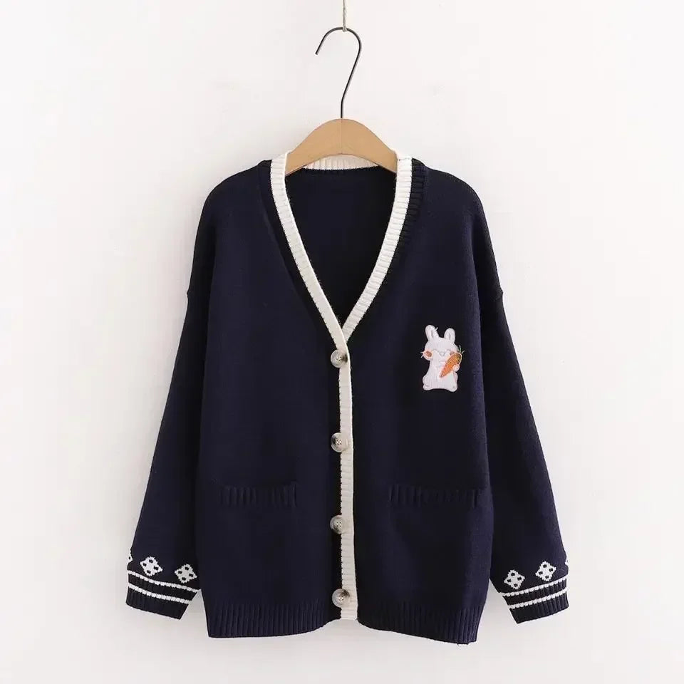 JK Uniform Cardigans Women Coats Students Preppy Solid Long Sleeve Knitted Loose All-match Japanese V-neck Causal Daily Female
